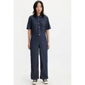 Levi's 90 Women's Short Sleeve Heritage Jumpsuit Dark Blue Wash NWT Size Large